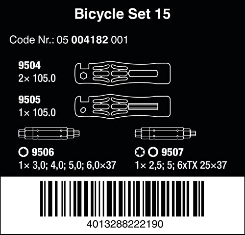 Wera Bicycle Set 15 Bicycle Tyre Changer 5 Piece Set, Black