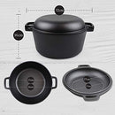 Fresh Australian Kitchen Dutch Oven – 5.2 Litre Pan & 25cm Skillet Set - Pre-Seasoned Casserole Pot