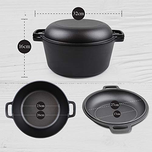Fresh Australian Kitchen Dutch Oven – 5.2 Litre Pan & 25cm Skillet Set - Pre-Seasoned Casserole Pot