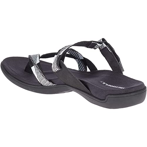 Merrell Women's District Mendi Thong Sandal, BLACK/WHITE, 6 medium