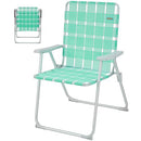 #WEJOY 2 Pack Anti-tip Over Folding Webbed Lawn Chair, Oversized 17-in High Beach Chair for Adults,Aluminum High Seat Camping Chair for Elder Outdoor Garden Park Backyard(Cyan/Grey)