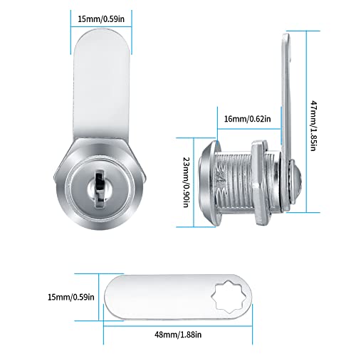 6pcs Cam Lock Same Key (Each Cam Lock Comes With 2 Same Keys), File Cabinet Cylinder Cam Lock, 5/8 Inch Keyed Cam Lock, For Security File Drawer Mailbox RV Camper Door Storage Toolbox Replacement Lock