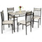 Giantex 5-Piece Dining Table Set w/Sturdy Metal Frame Table & 4 High-Back Chairs, Stylish Marble Texture Desktop, Modern Table & Chair Set Kitchen Furniture for Dining Room, Living Room & Restaurant