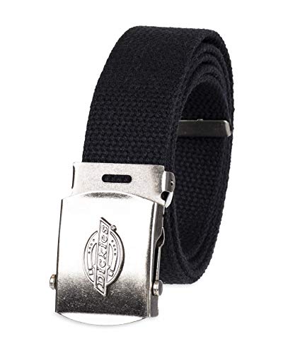Dickies Men's Cotton Web Belt With Military Logo Buckle, Black, One Size