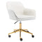 Zesthouse Boucle Home Office Chair Modern Desk Chair with Wheels, White Vanity Chair for Girls Women, Upholstered Swivel Armchair for Bedroom, Height Adjustable Computer Task Chair, Gold Base