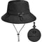 Black Waterproof Bucket Hat for Women and Men - UV Protection Beach Sun Hat Fishing Safari Boonie Hat Rain Hat Adjustable Packable