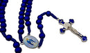 TALISMAN4U Deep Blue Rosary Beads Catholic Prayer Necklace with Saint Benedict Crucifix Our Lady of Grace Medal Religious Gift Rosary Pouch, Acrylic, No Gemstone