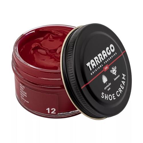 Tarrago Shoe Cream - Professional Shoe Polish with Carnauba wax to Re-Color and Polish - Smooth Leather Shoes and Boots- Over 100 Colors - 50 Ml/ 1.7Fl. Oz - Red