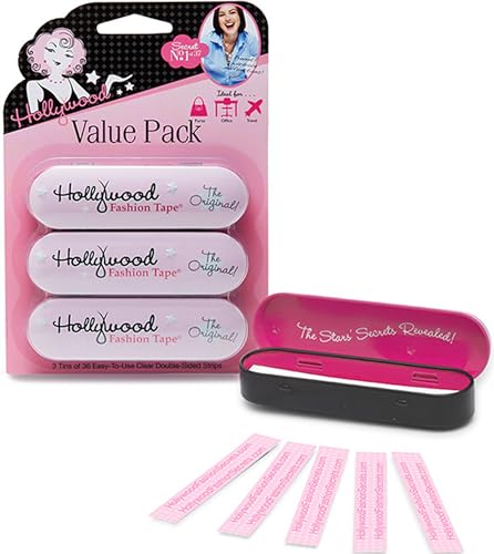 Hollywood Fashion Secrets Medical Quality Double-Stick Apparel Tape, 3 tins x 36 Strips Value Pack