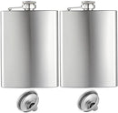 Hip Flasks for Liquor for Men Women 2 pcs 8Oz Silver Stainless Steel Flask with 2 pcs Funnels for Wedding Party Groomsman Bridesmaid Birthdays Gift