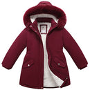 MOERDENG Girl's Outerwear Coats Winter Long Warm Parka Waterproof Lightweight Hooded Puffer Jacket, Claret06, 7-8