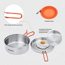 KingCamp 17/25pcs Stainless Steel Camping Cookware Mess Kit Camping Cooking Set Backpacking Gear Lightweight Pots and Pans Set with Folding Knife Fork for Camping Hiking Picnic