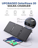 [New Version]BigBlue 20W Solar Panel Charger with Kickstand, SolarPowa20 Portable Solar Camping Charger with USB-A and USB-C, IP65 Waterproof, Compatible with iPhone, iPad, Samsung, LG Cellphones etc