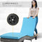 Outsunny Wicker Chaise Lounge, Outdoor Lounge Chair, 5-Level Adjustable Backrest S-Shape Rattan Lounger with Cushion & Wheels for Patio, Deck, Poolside, Sky Blue