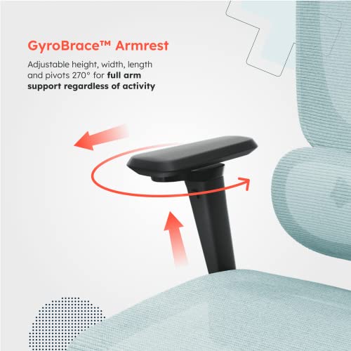 ErgoTune Supreme Ergonomic Office Chair - Adjustable Backrest Desk Chair, Lumbar Support, Headrest, 5D Armrests - High Back Breathable Durable Mesh Recline (Aqua Blue)