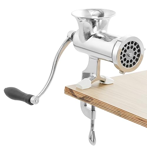 VEVOR Manual Meat Grinder, 304 Stainless Steel Hand Meat Grinder with Steel Table Clamp, Meat Mincer Sausage Maker & 2 Cutting Plates, Cookie Attachment, Sausage Tube for Beef Pepper Mushroom Cookie