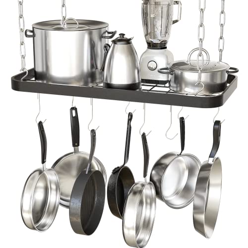 (Ceiling) - JackCubeDesign decorative kitchen ceiling- mount pot pan rack/hanger/storage organiser with 8 hooks - MK397B