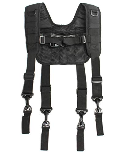 MELOTOUGH Tactical Outdoor H-Harness Duty Belt Suspenders Black (Battle Belt not Included)