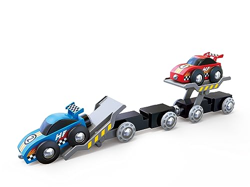 6pc Hape Race Car Transporter Track w/Removable Driver Kids Activity Toy 3+