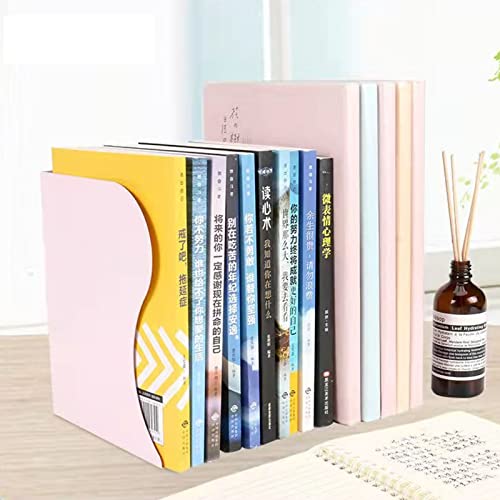 Zyners Adjustable Metal Bookends Heavy Duty for Shelves, 2 Dividers, Anti-Slip Design Expandable Book Ends for Desk, Office(Morandi Pink, 19 inches Max)