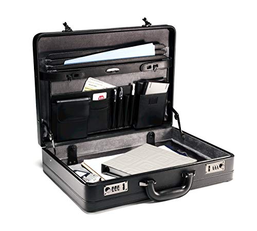 Samsonite Bonded Leather Attache 15.6, Black, 18", Casual
