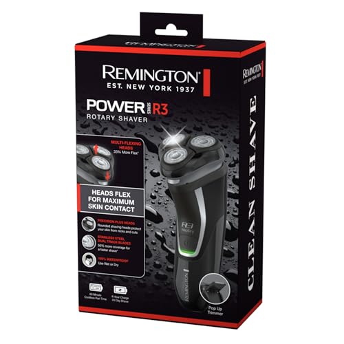 Remington Men's Power Series R3 Rotary Shaver, R3500AU, Multi-Functional Electric Cordless Rotary Shaver for Men, Close-Cut Precision Dual-Blade Shaver with Gentle & Flexible Operation