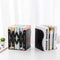 ZEEREE Bookend, Metal Adjustable Bookends, Non-Slip Bookends, Bookends, Metal Children's Book Stand, Magazine Folder, Book Holder, Desktop Storage Box (Black)