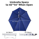 G4Free UPF 50+ Adjustable Beach Umbrella XL with Universal Clamp for Chair, Stroller, Wheelchair, Golf Cart, Bleacher, Patio