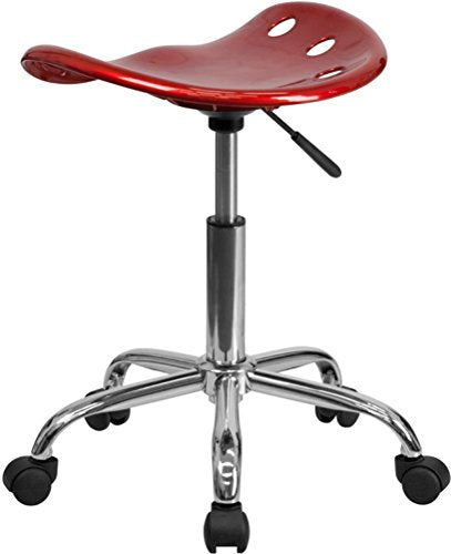 (Wine Red) - Flash Furniture LF-214A-WINERED-GG Vibrant Wine Red Tractor Seat and Chrome Stool