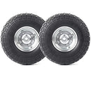 2 Pack 10" Flat Free Tires Solid Rubber Tyre Wheels,4.10/3.5-4 Air Less Tires Wheels with 5/8" Center Bearings for Hand Truck, Trolley, Wheelbarrows, Garden Cart, Black (4.10/3.5-4,2PCS)