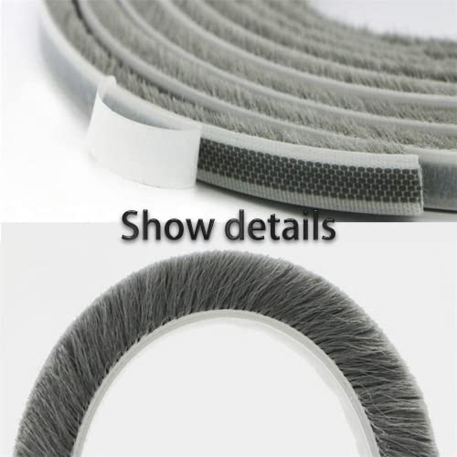 10m Length Brush Weather Stripping Window Frame Weatherstrip Seal Strip Draught Excluder for Windows and Doors House Soundproofing,Windproof,Dustproof Stronger Stickiness,Wide 9mm X Thick 5mm