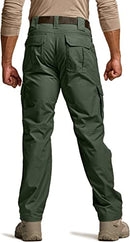 CQR Men's Flex Ripstop Tactical Pants, Water Repellent Stretch Cargo Pants, Lightweight EDC Hiking Work Pants TLP125-OLV_38W/32L