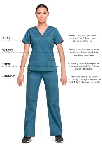 Dickies Xtreme Stretch Scrubs for Women, Drawstring Flare Leg Cargo Pant Plus Size 82011, 4XL, Ceil, Eggplant, X-Large