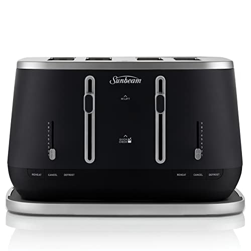 Sunbeam Kyoto City Collection 4-Slice Toaster | High Lift & Quick Check Lever, Self-Centering Slots, 9 Browning Settings, Removable Crumb Tray, Black TAM8004BK
