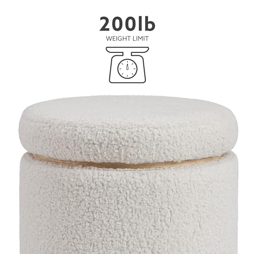 Linon Home Décor Cream Sherpa Round Storage Wooden Base by Linon Lexington Ottoman