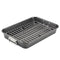 Farberware Nonstick Bakeware 11-Inch x 15-Inch Roaster with Flat Rack, Gray,Grey