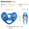 TRIWONDER 30KN Climbing Double Pulleys Tandem Speed Rescue Pulley Zipline Pulley Kit for Rigging Climbing Rescue Pull Hauling (02 Blue - 30kN)
