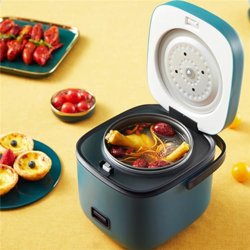 1.2L Mini Rice Cooker Travel Small Non-stick Pot For Cooking Soup Rice Stews with 12Pcs Non-Stick Silicone Kitchen Utensil (Green)