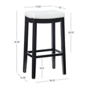 Linon , 30-Inch, White Claridge Patches Bar Stool Chair, 32'' x 18.75'' x 13.25'', Black