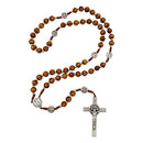 TALISMAN4U Olive Wood Rosary Beads Catholic Necklace St Saint Benedict Medal Crucifix Jerusalem Cross Gift Box, Wood