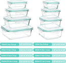 Glass Food Storage Containers with Lids - 8 Pack Meal Prep Airtight Bento Boxes with Leak Proof Locking Lids for Microwave, Oven Freezer and Dishwasher BPA Free