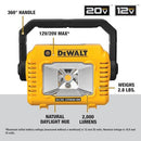 DEWALT 12V/20V MAX LED Work Light, Compact with 360 Degree Rotating Handle, 2000 Lumens of Brightness, Cordless, Bare Tool Only (DCL077B)