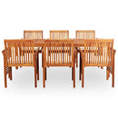 vidaXL Solid Wood Acacia Outdoor Dining Set 7 Piece with Cushions Terrace Garden Patio Backyard Dinner Table and Chair Furniture Set