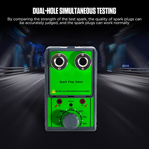 Spark Plug Tester Dual Holes Engine Ignition Coil Tester 0-6000rpm Working Frequency Spark Tester Automotive Spark Plugs Tester Tool for 12V Gasoline Vehicles Motorcycle Car Spark Plug Test Kit