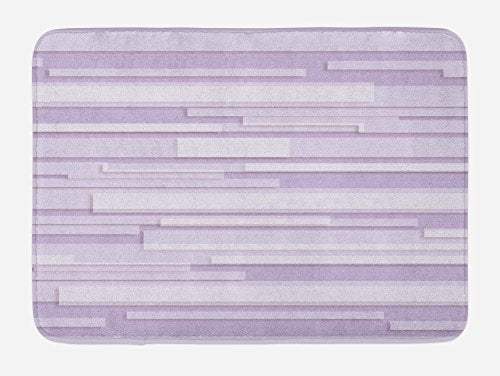 Ambesonne Modern Bath Mat, Contemporary Stone Like Linear Band Motif in Pastel Tones Work of Art, Plush Bathroom Decor Mat with Non Slip Backing, 29.5" X 17.5", Lavender Lilac