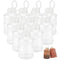 ZEONHEI 12 PCS 24oz Plastic Juice Bottles with Caps, 700ml Cute Bubble Tea Clear Water Bottles, Pull Ring Top Juice Bottles for Smoothie, Boba Tea and Cold Brew Tea