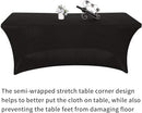 ETHEL Spandex Tablecloth 1 Pack [6FT, Black] Tight, Fitted, Washable and Wrinkle Resistant Stretch Rectangular Patio Table Cover for Event, Wedding, Banquet & Parties [72Lx30Wx30H Inch]