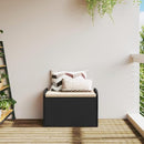 vidaXL Black Poly Rattan Storage Bench with Cushion - Comfortable Outdoor Loveseat for Garden, Backyard Seating & Pool Towel Organiser, Weather-Resistant PE Rattan, Easy Assembly