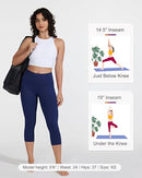 WILLIT Women's Yoga Capri Leggings with Pockets High Waisted Exercise Capris Pants for Casual Summer Workout Navy Blue XXL