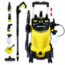 BESTSOON 3800PSI High Electric Pressure Washer Power Washer with 360° Spinner Wheels 2400W High Power 260Bar Jet Cleaner Sprayer Detergent Bottle Turbo Nozzle